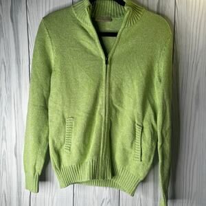 Appleseeds Sweater Women M Brown 100% cotton pockets Zipper Heavyweight NWOT